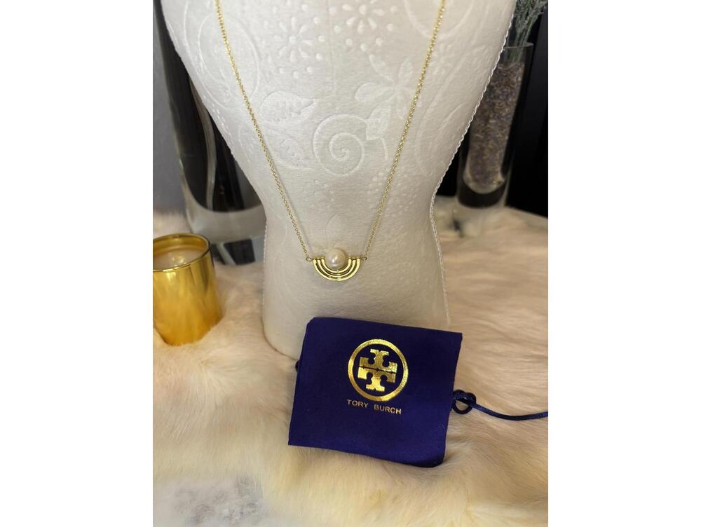 Tory Burch Gold Tone Pearl Pendant Necklace